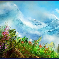 Пазл: Горы и цветы
