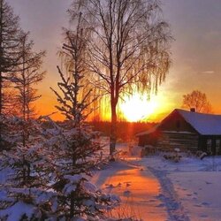 Пазл: Зимний закат