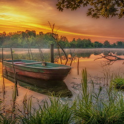 Пазл: Закат на реке