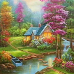 Пазл: Дом под вишневым цветом