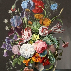 Пазл: Букет цветов в стеклянной вазе