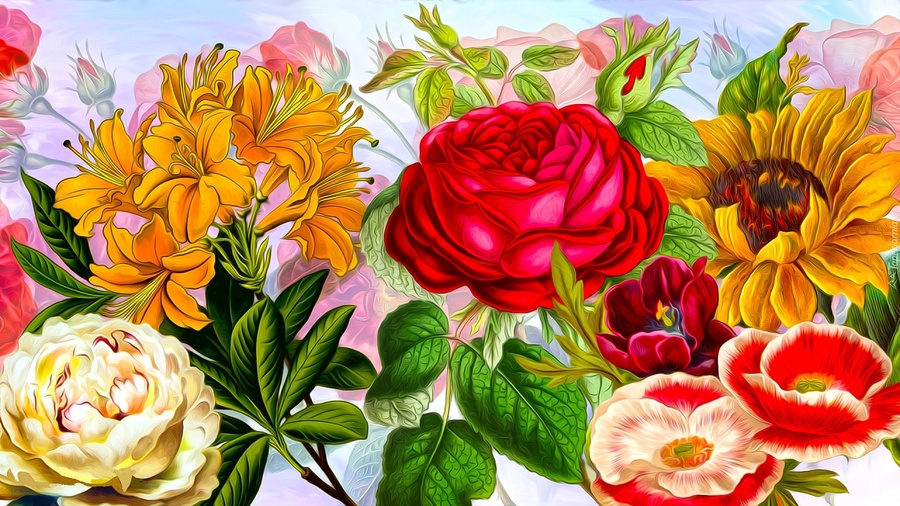 Пазл «Цветы --» из 252 элементов | Собрать онлайн пазл №236130