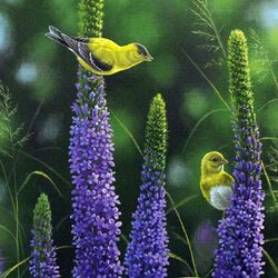 Пазл: Птицы и цветы