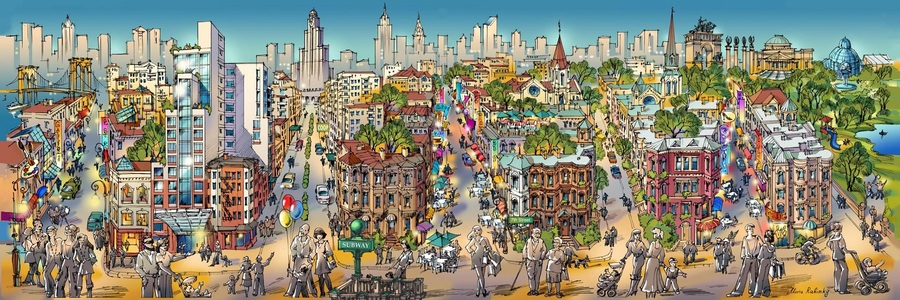 Пазл «Парк-Слоуп Бруклин» из 300 элементов | Собрать онлайн пазл №236657