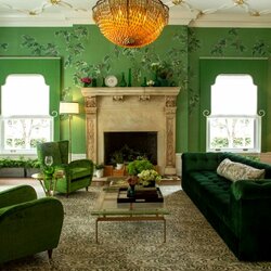 Пазл: Гостиная в зеленых тонах