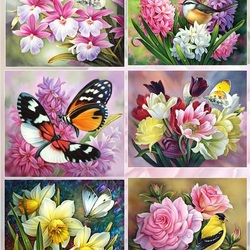 Пазл: Цветы и бабочки