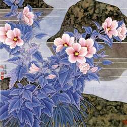 Пазл: Цветы на шелке