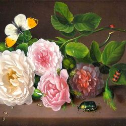 Пазл: Шиповник и бабочка