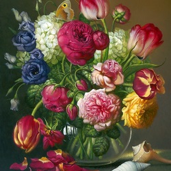 Пазл: Букет в стеклянной вазе