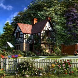 Пазл: Плетущиеся розы у дома