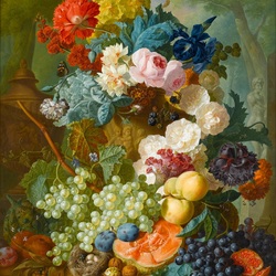 Пазл: Букет цветов и фруктов