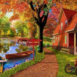 Пазл: Осенняя деревушка