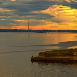 Пазл: Закат на реке