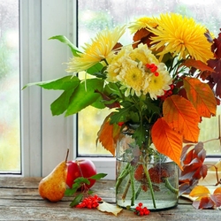 Пазл: Осенний букет с хризантемами