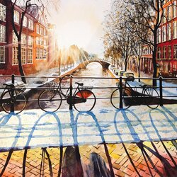 Пазл: Зимнее утро в Амстердаме