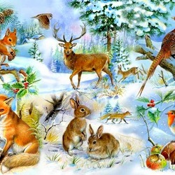 Пазл: Животные зимой