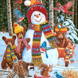 Пазл: Снеговик и его друзья