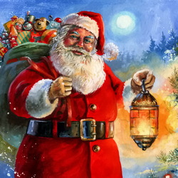 Пазл: Санта Клаус с подарками 