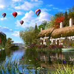 Пазл: Коттедж у ивы