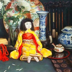 Пазл: Кукла в желтом кимоно