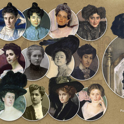 Пазл: Женские причёски  и шляпки 20 век