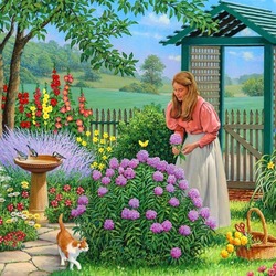 Пазл: Девушка в саду
