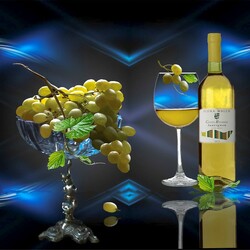 Пазл: Бокал вина и виноград