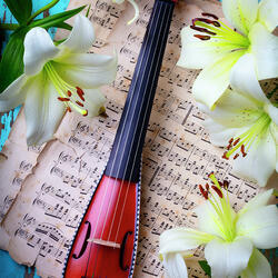 Пазл: Лилии и карманная скрипка