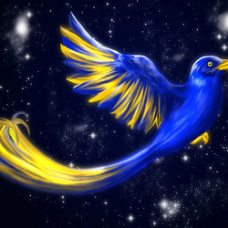 Пазл: Летящий бирюзовый феникс