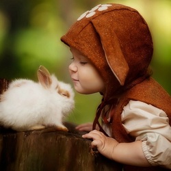 Пазл: Мальчик и кролик
