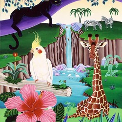 Пазл: Жираф и попугай