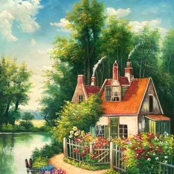 Пазл: Дом с палисадником 