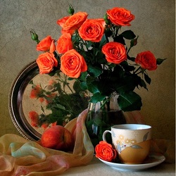 Пазл: Натюрморт с букетом роз