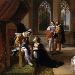 Пазл: Инес де Кастро с детьми просит португальского короля Альфонса IV о милосердии