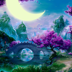 Пазл: Мостик в лунном свете