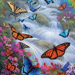 Пазл: Бабочки у воды