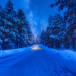 Пазл: Дорога в зимнюю ночь
