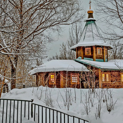 Пазл: Церковь в снегу