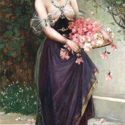 Пазл: Девушка с цветами