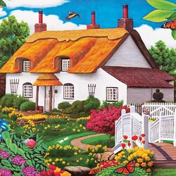 Пазл: Белый дом с садом
