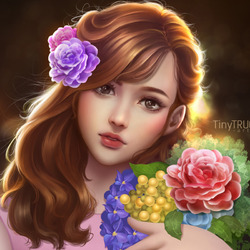 Пазл: Девушка с цветами