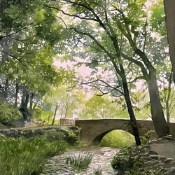 Пазл: Пейзаж с каменным мостом