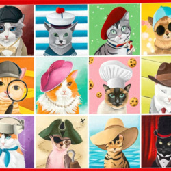 Пазл: Кошки в шляпках