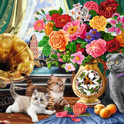 Пазл: Голландский натюрморт с кошками