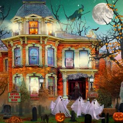 Пазл: Хэллоуин с привидениями