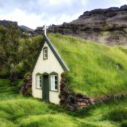 Пазл: Дерновые дома Исландии