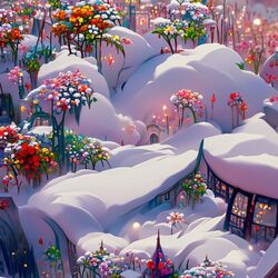 Пазл: Цветы в снегу