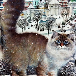 Пазл: Зимний котик