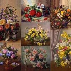 Пазл: Цветы и фарфоровая миниатюра