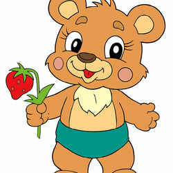 Пазл: Мишка с земляникой